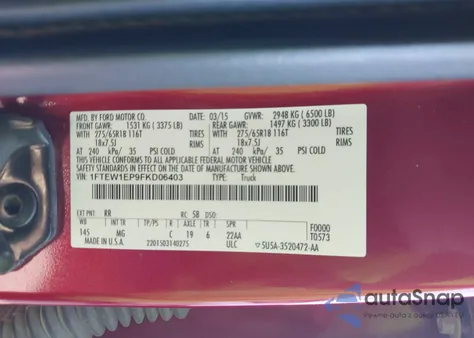 2015 Ford F-150 Xlt from USA, damaged, VIN 1FTEW1EP9FKD06403